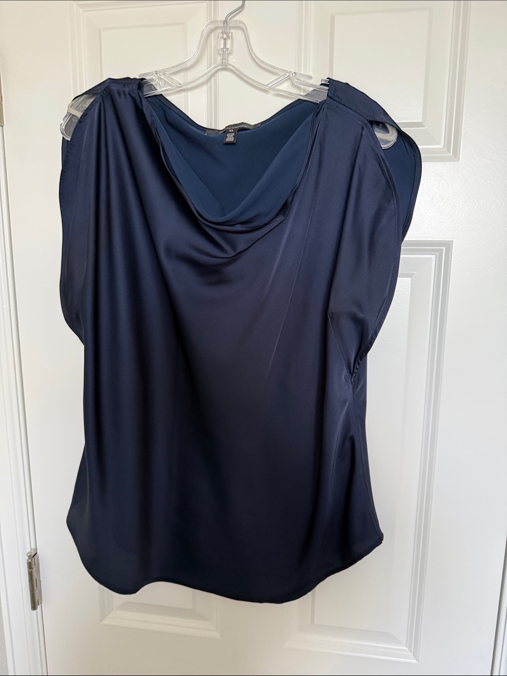 White House Black Market Navy Cowl Neck Sleeveless Blouse - Picture 8 of 8